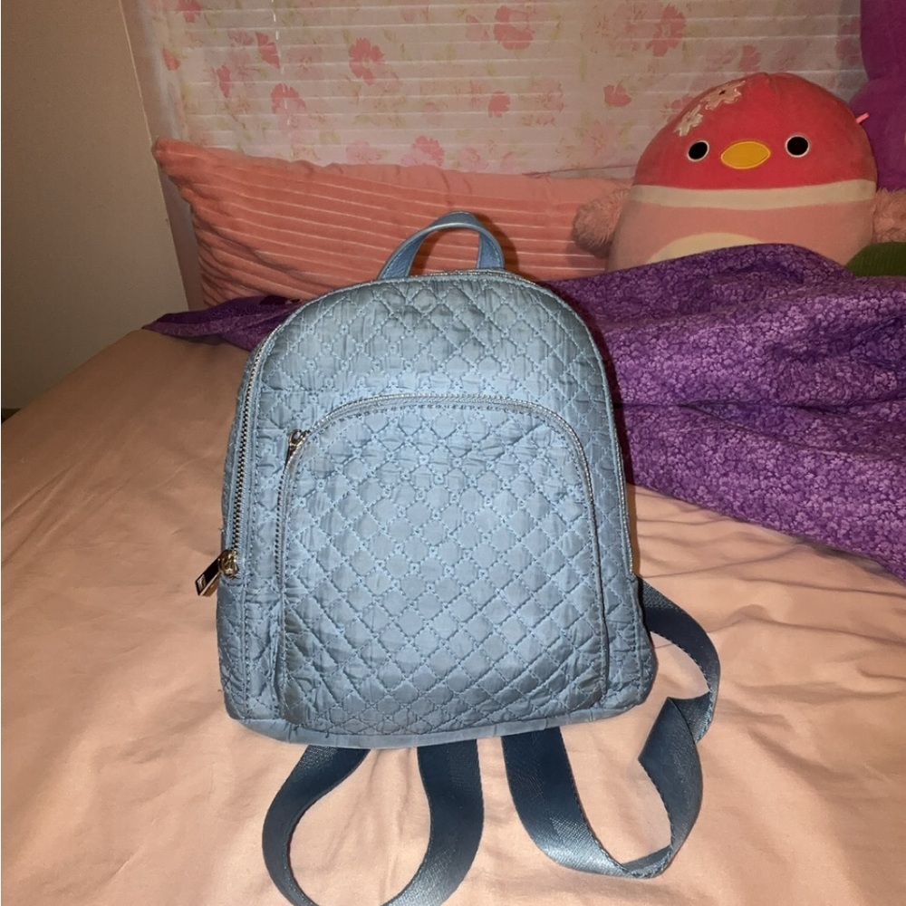 Quilted Blue Backpack